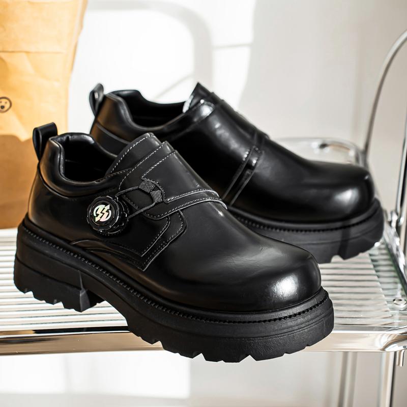 Men'S Handmade Loafers Slip-On  Fashion Casual Shoes Thick Sole Leather Lace-Up Comfortable Walking Shoes Men Trendy Footwear