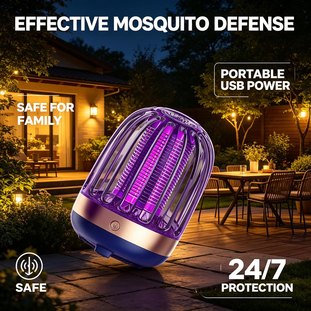 Lámpara antimosquitos eléctrica USB para interiores y exteriores, repelente de insectos portátil