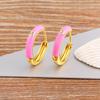 Nidin New Minimalist Candy Colors Enamel Round Hoop Earrings for Women Zircon Piercing Cartilage Huggie Ear Jewelry Wedding Gift