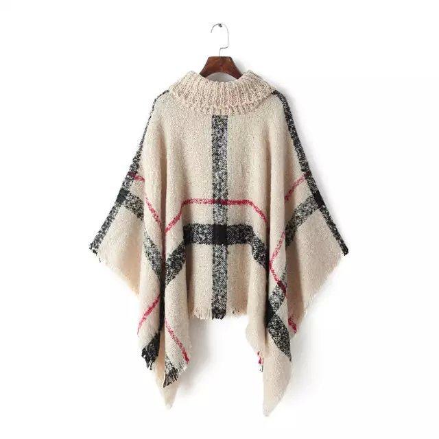 6 Colors Autumn Outstreet Warm Out Street Loose Knitwear With Tassels Knitted Poncho Cloak Casual Bat Sleeves Striped Pullovers