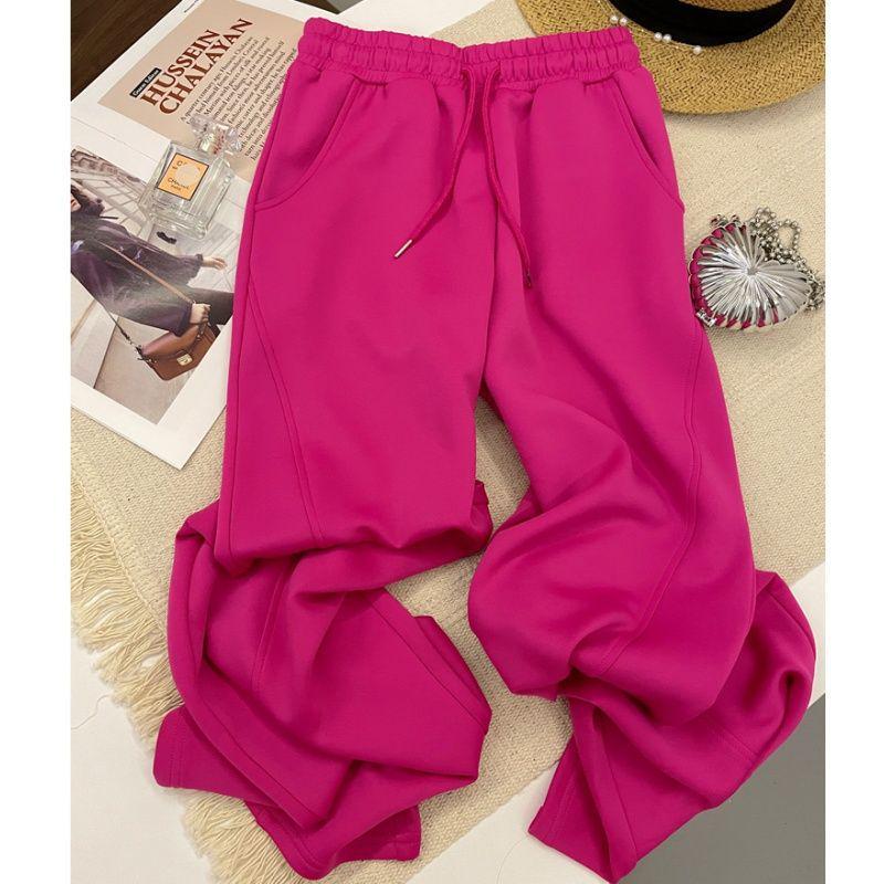 Women's 2025 Yellow Slimming Sweatpants - New Fashionable Casual Straight-Leg Wide-Leg Pants for Dance & Sports.