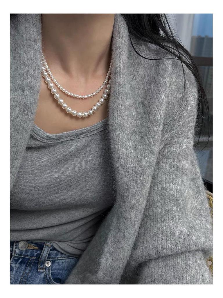 Akoya Gray Pearl Double-Strand Choker with Figure-8 Clasp