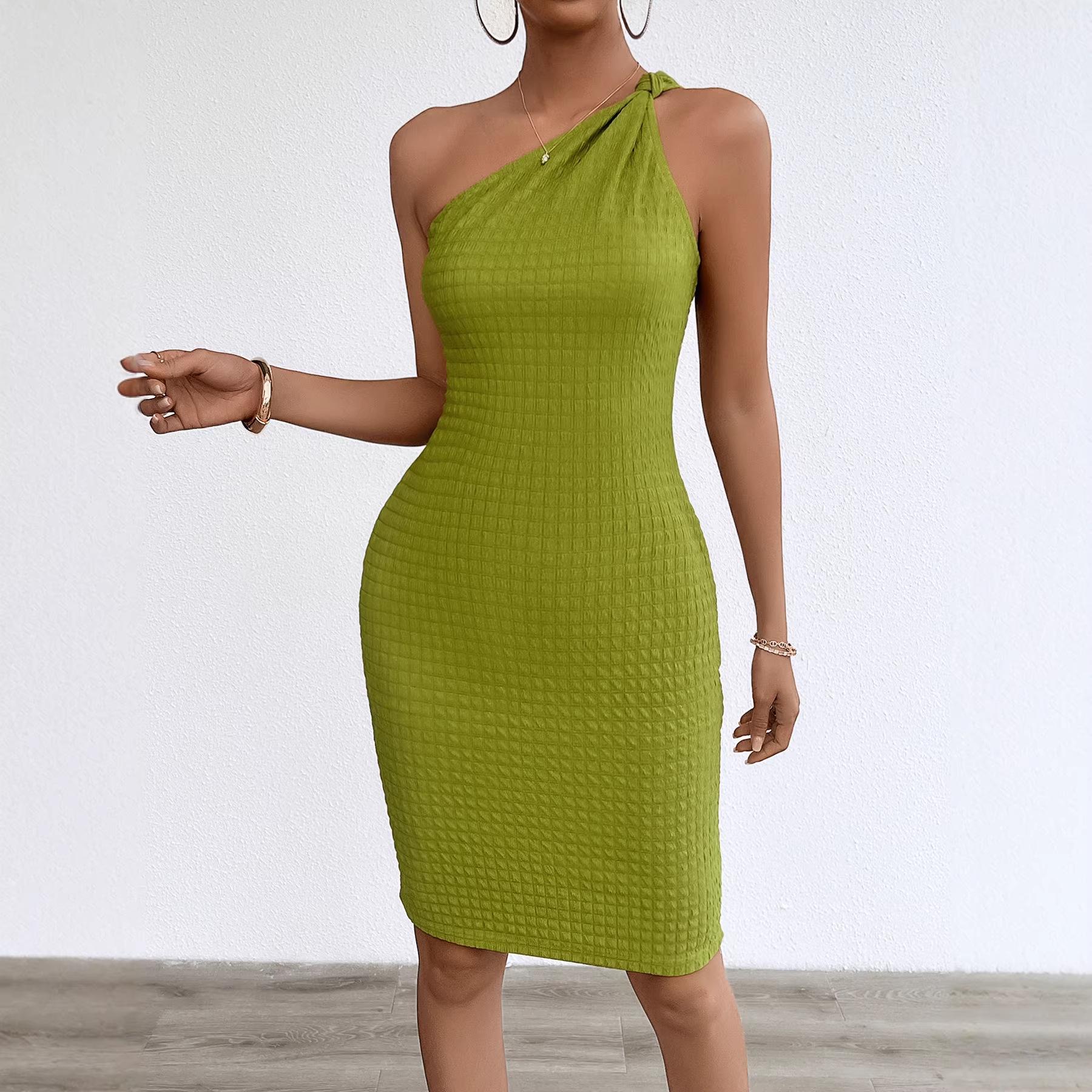 European & American Style Off-the-Shoulder Sexy Slim Fit Sleeveless Party Dress for Women L