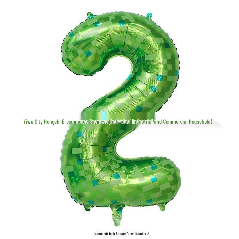 40-Inch Green Plaid Minecraft Aluminum Foil Balloons - Birthday & Party Décor