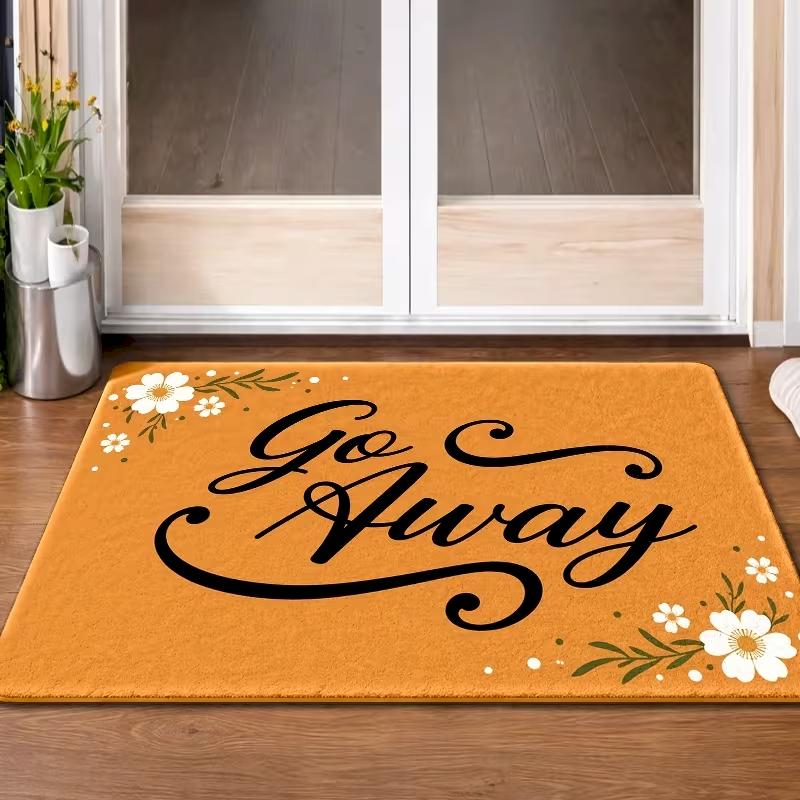 Welcome Letter Print Floral Fruit Vintage Pattern Floor Mat Non‑Slip Doormat for Porch Hallway Kitchen Indoor Home Decor