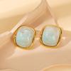 Neuer Eingang Macaron Farbe Harz Edelstahl Ohrringe 18 Karat Vergoldet Modische Steckerohrringe für Damen Wasserdichter Schmuck