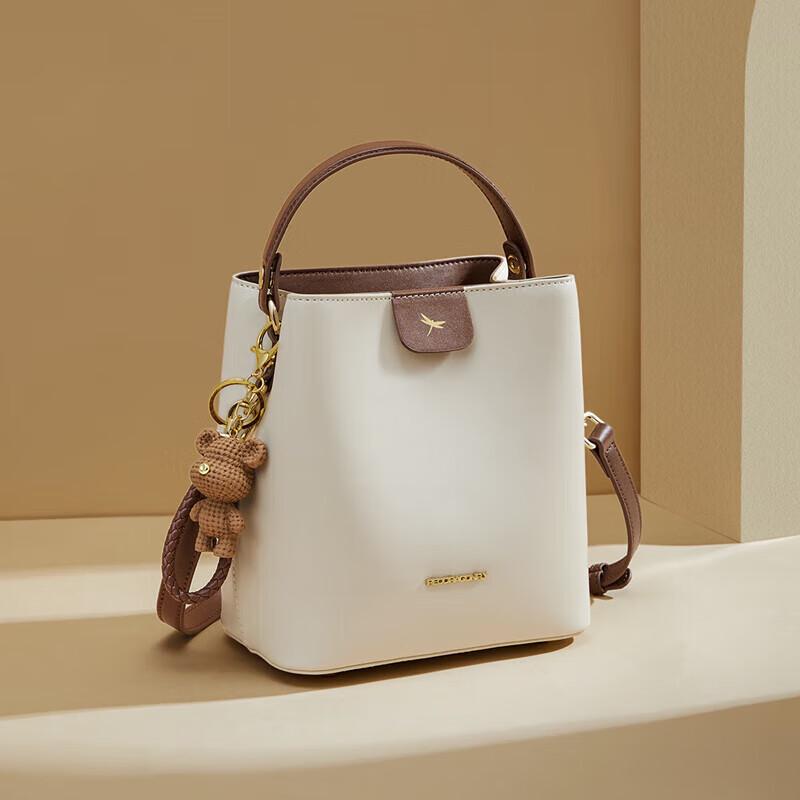 RED DRAGONFLY Light Luxury Cowhide Shoulder Bucket Bag