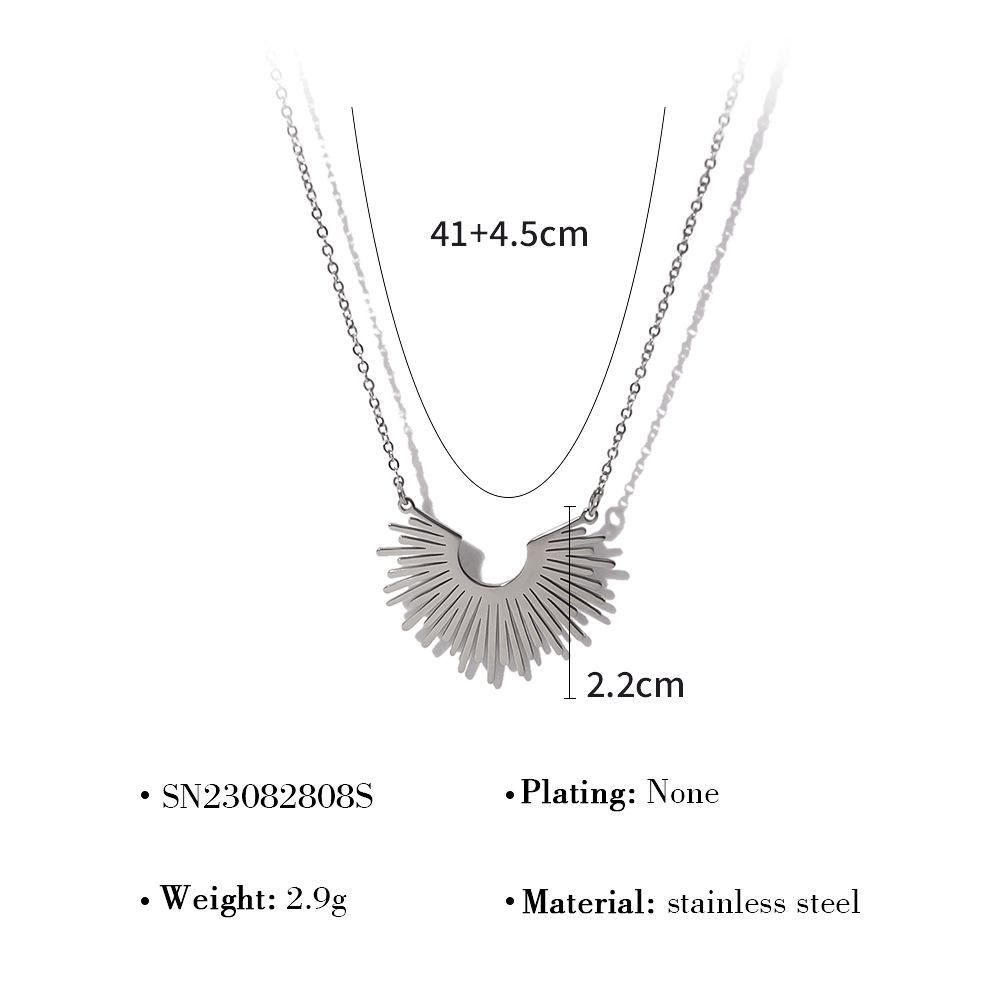 Wind Simple Sunflower Titanium Steel Women'S Short Necklace Radial Pattern Stainless Steel Necklace