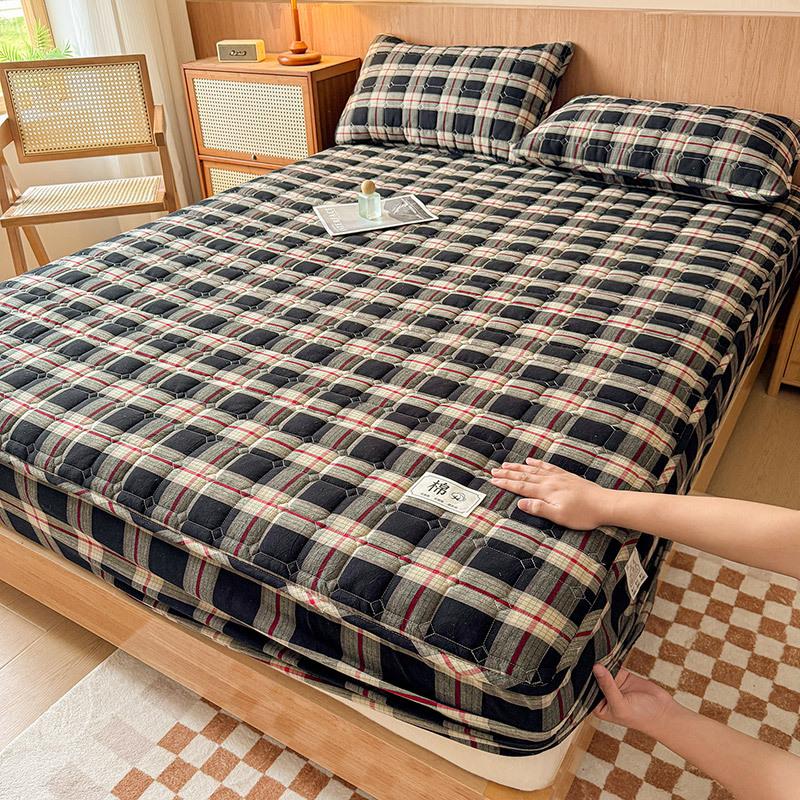 Klasse A Reine Baumwolle Gewaschene Baumwolle Baumwolle Einzel-Spannbettlaken Verdickte gesteppte Bettdecke Matratzen-Schutzbezug Abdeckung Staubdicht und Rutschfest