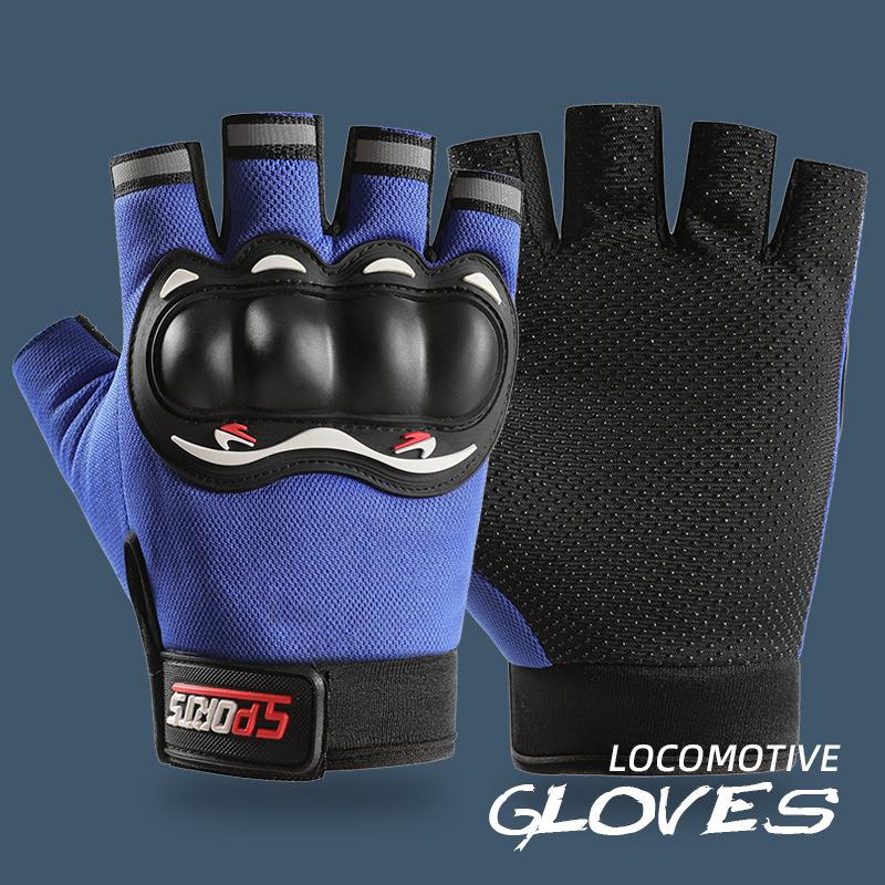 Motorcycle Gloves Men's Motorcycle Outdoor Racing Riding Equipment Palm Protection Breathable Half Finger Knight Anti Fall Gloves