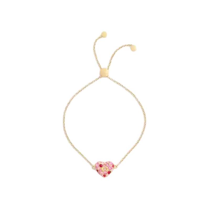 COACH Heart Pattern Design Enamel Bracelet Women s Gold/Pink
