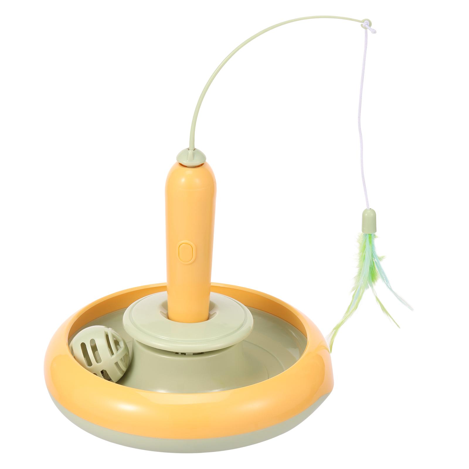 

Interactive Cat Toys Feather Teaser Stick Self Rotating Smart Pets Training Interactive Funny Kitten Rolling Ball Stick Toys жёлтый