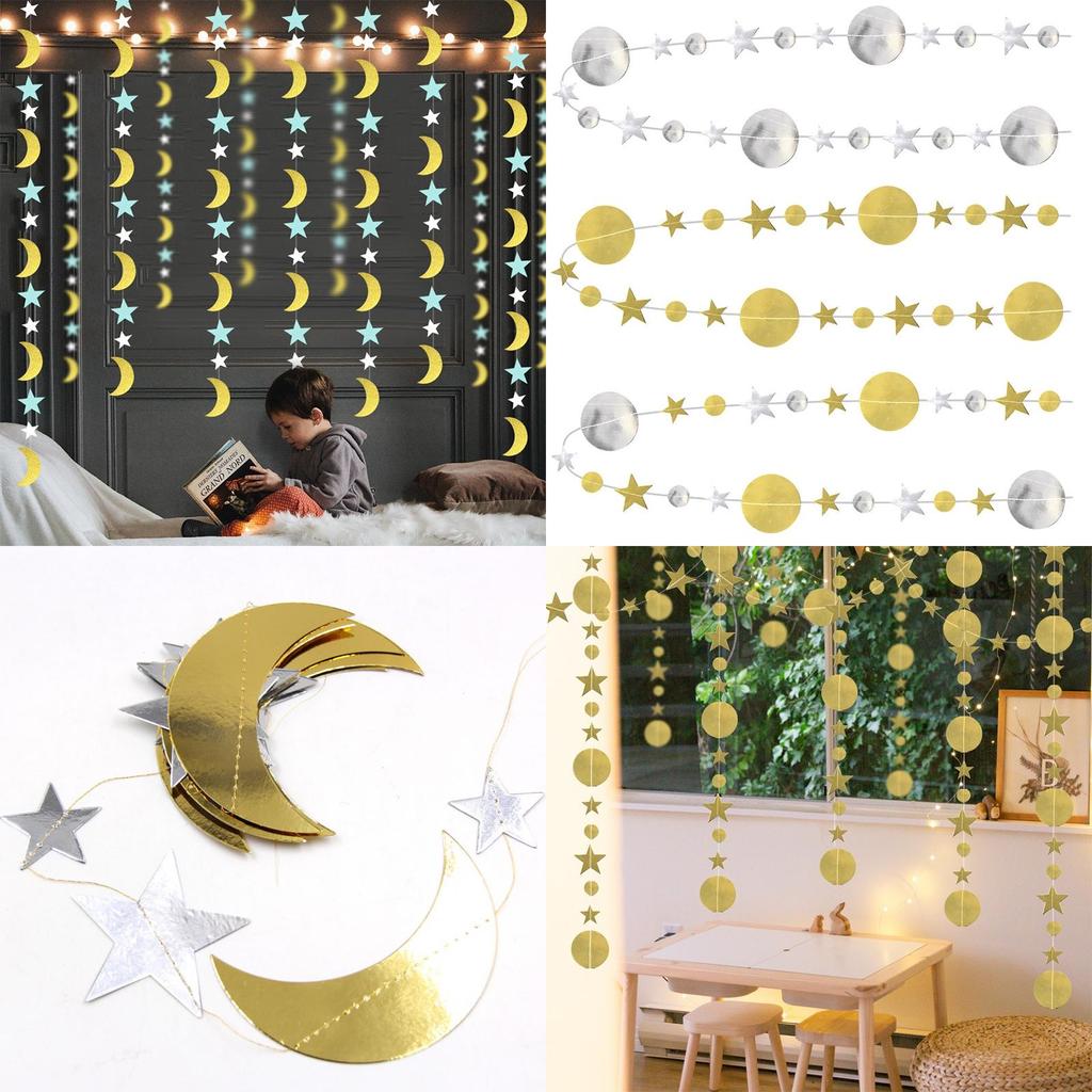 Eid Mubarak Mond- und Sternenbanner – Stilvolle Hängedekoration für Ramadan, Hochzeiten, Geburtstage und mehr!