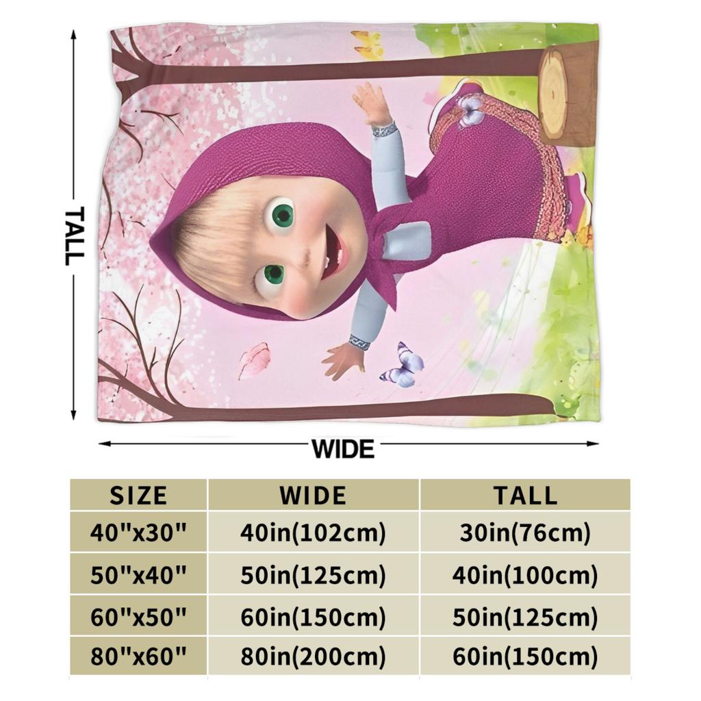 M-Masha and Bear Blanket Fleece Summer Air Conditioning Multifunction Super Soft Throw Blanket for Bedding Car Plush Thin Quilt
