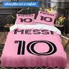 Messi's Pink  3pcs Bedding,Including 1pc Duvet Cover And 2pcs Pillowcases Perfect for Christmas,Ideal for Bedroom, Dormitory