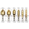 6pcs Countersink Drill Bit Set 1/4'' Hex Shank HSS 5 Flute Countersink 90 Degree Wood Chamfering Cutter Chamfer 6mm-19mm