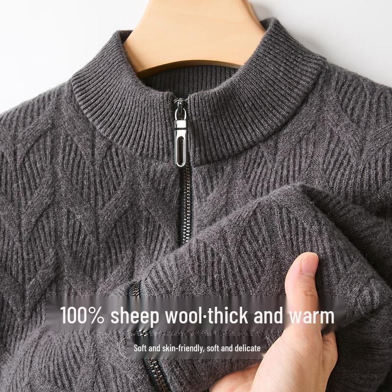 Men's 100% Lambswool Thick Winter Pullover Sweater