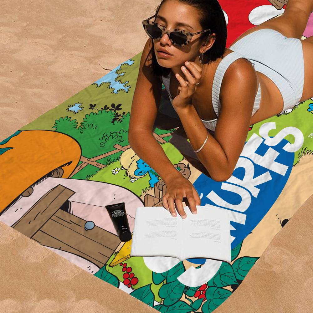 Cartoon Cute S-Smurfs Big Microfiber Beach Towels Quick Dry Towel Sand Beach Towels Pool Towel for Travel Swim Pool Yoga