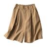 Women's Summer Cotton-Linen Wide-Leg Shorts, Loose Button-Waist, Korean Style, Plus-Size Casual Five-Point Pants