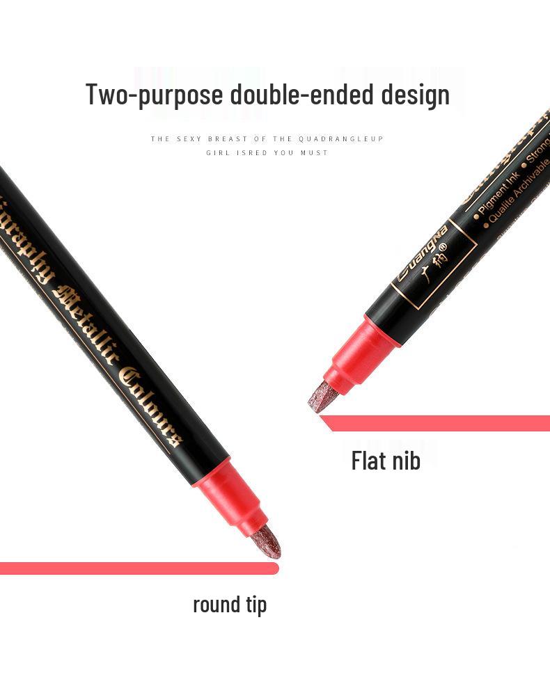 24 Color Metallic Double-Ended Wide Tip Water-Based Erasable Paint Marker Pen for Art