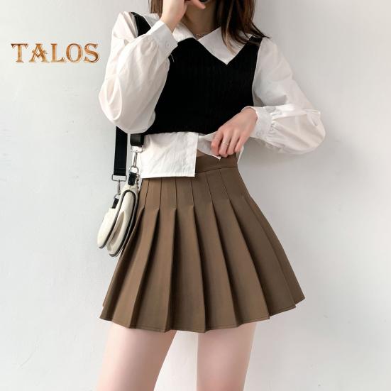 Damen-Minirock, elastischer A-Linien-Rock mit hoher Taille und Shorts-Futter, einfarbig, kurzer Rock, vielseitiger Styling-Rock