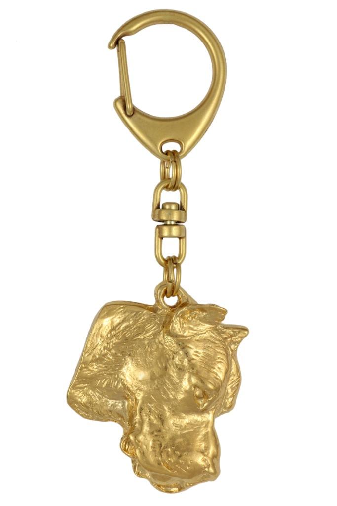 Dogo Argentino - Gilded Key Ring with Dog In Gift Box, Handbag Decoration, Luxury Accessory by Art-Dog Brand
