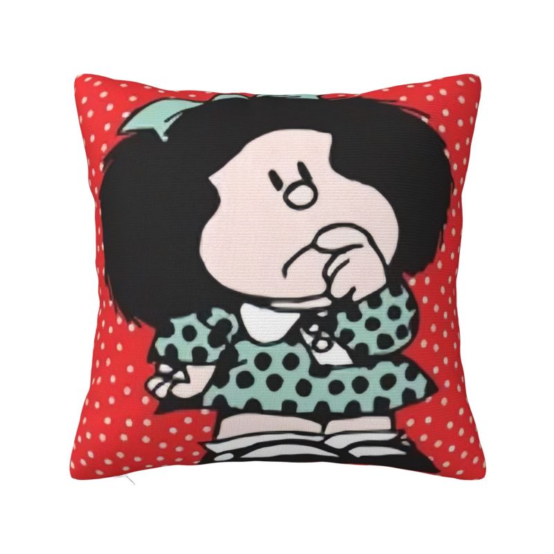 Custom Mafalda Kawaii Vintage Quino Comic Cartoon Mang Anime Throw Pillow for Living Room Luxury Cushion Cover Square Pillowcase