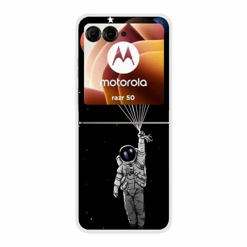 For Moto Razr 50 Case Clear Plastic Hard Painted Space Transparent Phone Covers for Motorola Razr 60 50 Coque Razr 2024 PC Cases