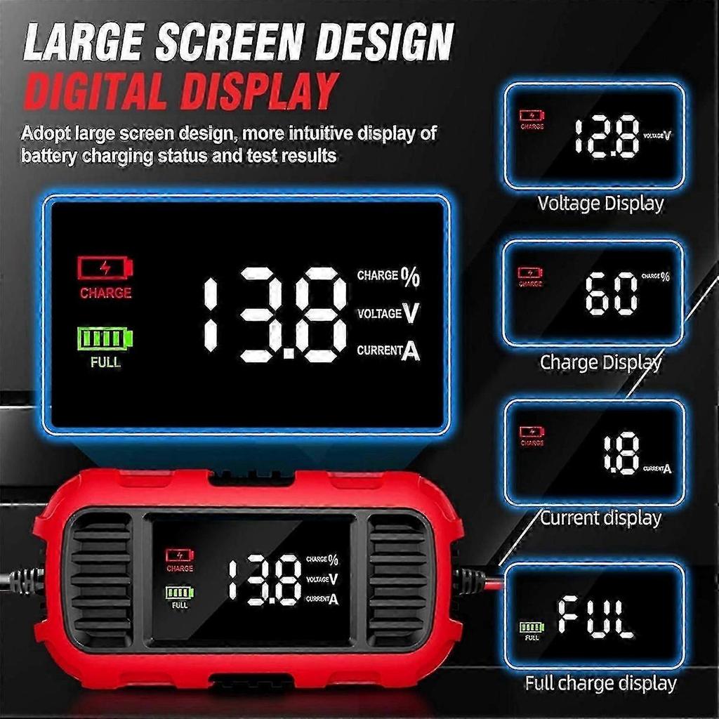 12V 2A Car Battery Charger Digital Display Smart Battery Charging Tool Trickle Charger Maintainer fo