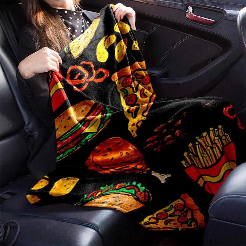 1PC Food Elements printed blanket, all season lightweight home office outdoor nap multifunctional blanket A2