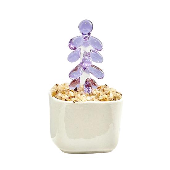 

Faux Crystal Flower Figurine Mini Hand Blown Glass Potted Flower Ornament for Home Office Table Decor Gifts for Wedding Birthday Mother s Day A