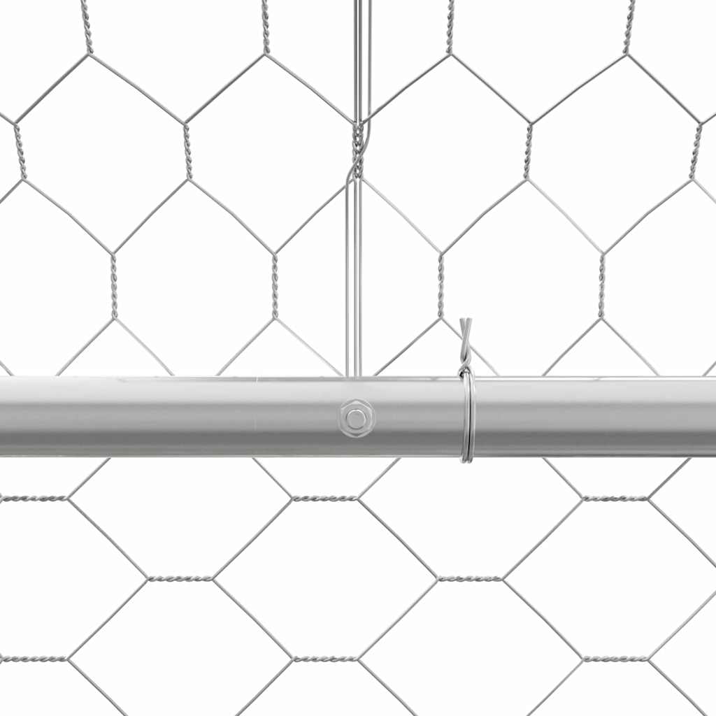 Dog Kennel with Storage Silver 2 X 2 X 2 M Galvanized Steel