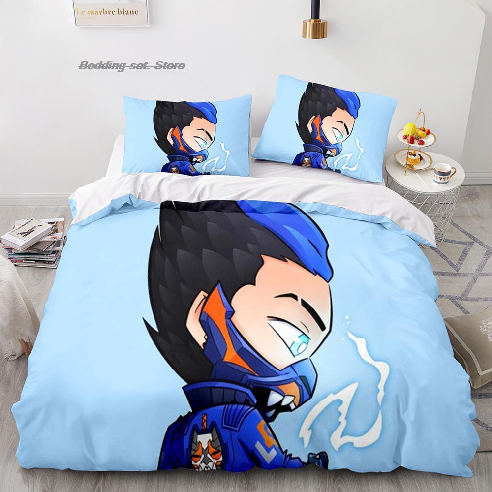 Gaming Valorant Bedding Set Single Twin Full Queen King Size Bed Set Aldult Kid Bedroom Duvetcover Sets 3D Print Anime 037
