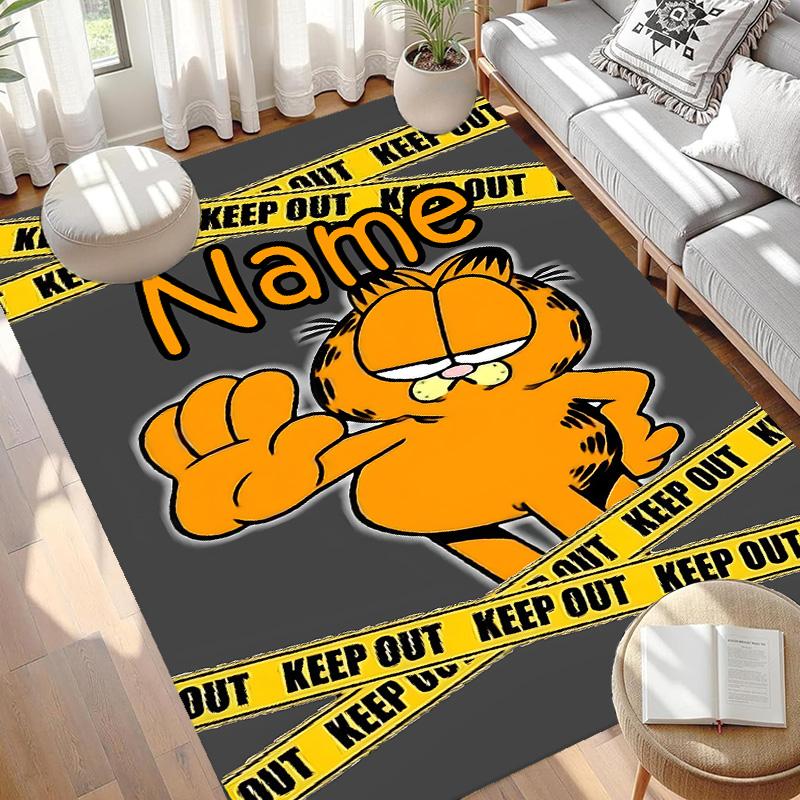 Custom Name Personalized Garfield Print Carpet, Versatile Home Decor Rug, for Playroom, Apartment, Balcony, Entryway, Hallway Gift