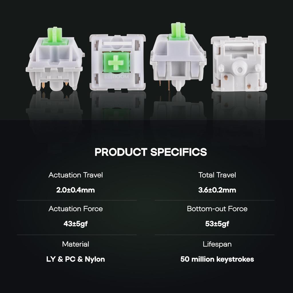 KiiBOOM Flick Linear Mechanical Switch Set for Mechanical Gaming 43gf with LY Compatible with MX Keycaps Keyboards, Pre-Lubricated, 5-Pin, 35-Piece