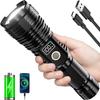 Flashlights High Lumens Rechargeable, LED Super Bright Flash Light Long Beam, Zoomable Linternas with LCD Digital Display, 5 Mode, Waterproof,