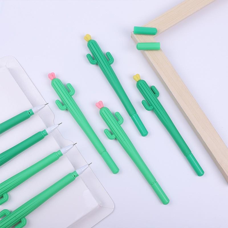 Office School Supplies Creative Flowering Cactus Shape Creative Gel Pen Black Student Kawai Stationery Wholesale Prize Gifts