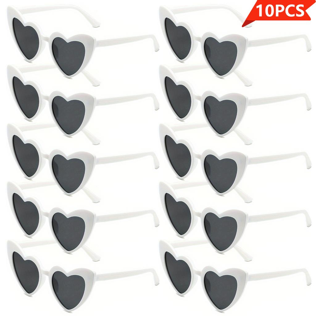 10pcs Festive Love Heart Light-Up Glasses - Stylish Novelty Eyewear with Frame Red Lenses & Colorful Heart Patterns
