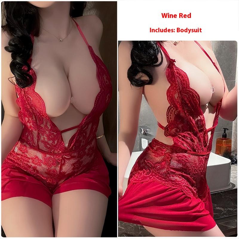 Sexy Lingerie Sexy Lace Suspender Open Onesie Female Seduction Transparent Flirting Pure Desire Passion Bed Tease