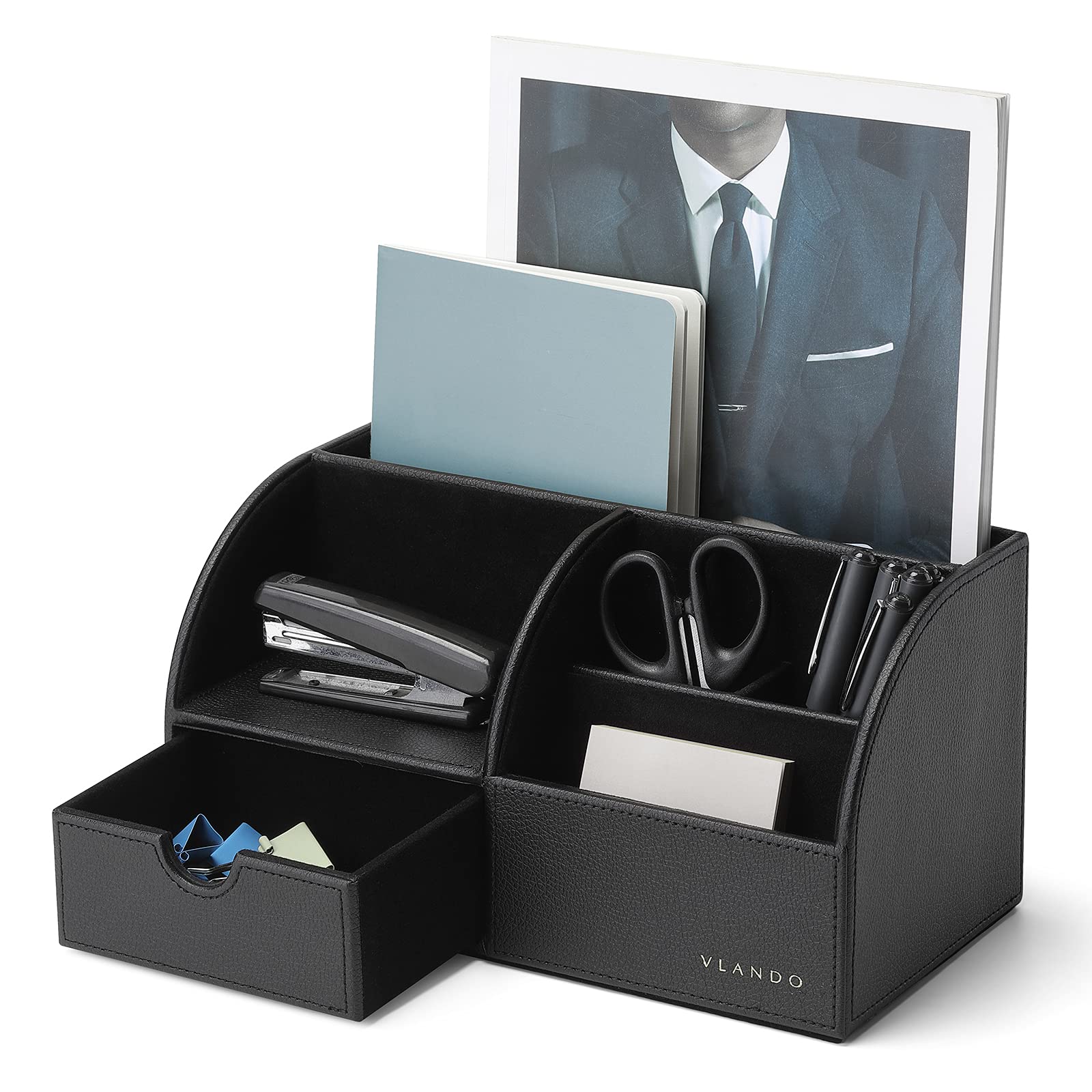 

Vlando Настольный органайзер для ручек, пультов и мелких предметов, Органайзер, Хранение, Подставка, Полка, Держатель, (черный)