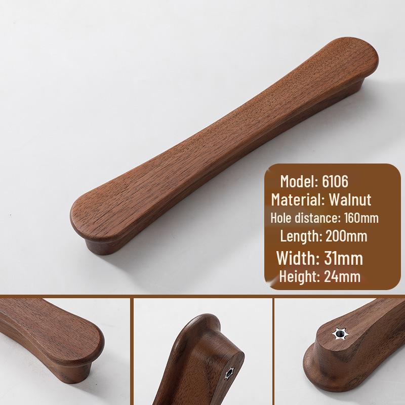 Japanese Minimalist Walnut Handle Solid Wood Cabinet and Wardrobe Drawer Handle