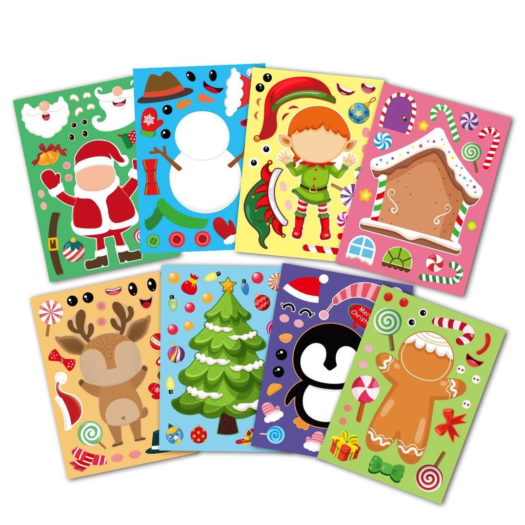 Xh053 Diy Christmas Santa Snowman Puzzle Stickers For Kids With Colorful Designs