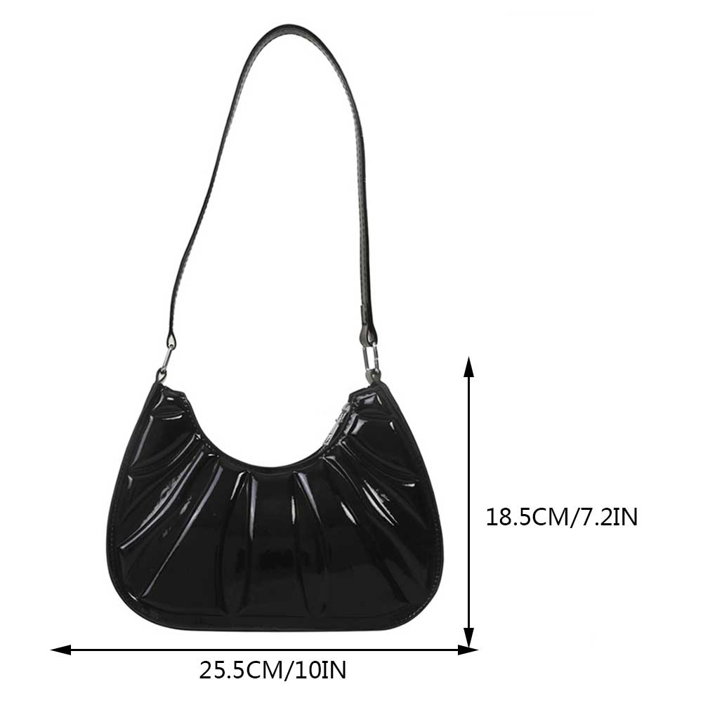 Women Shoulder Bag Fashion Pleated Small Tote Bags PU Leather Casual Simple Elegant Portable Solid Color Female Armpit Bag