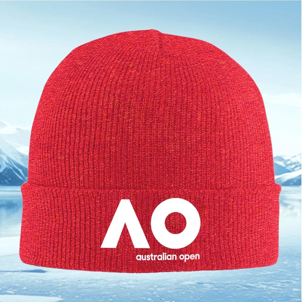 New AO letters white Australian open sports Unisex Women Unisex Knitted Hat Beanie Pullover Cap Winter Thermal Warm Christmas Outdo