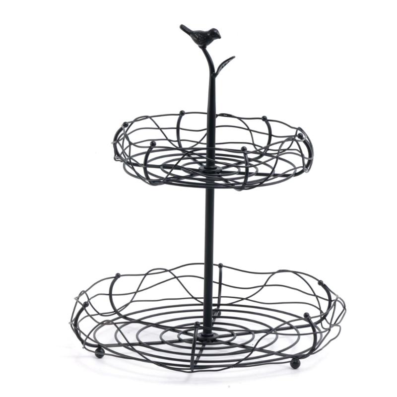 

Metal Wire 2/3 Layer Storage Basket Fruit Bowl Countertops Snacks Rack Multilayer Wire Fruit Holder Dessert Organi чёрный