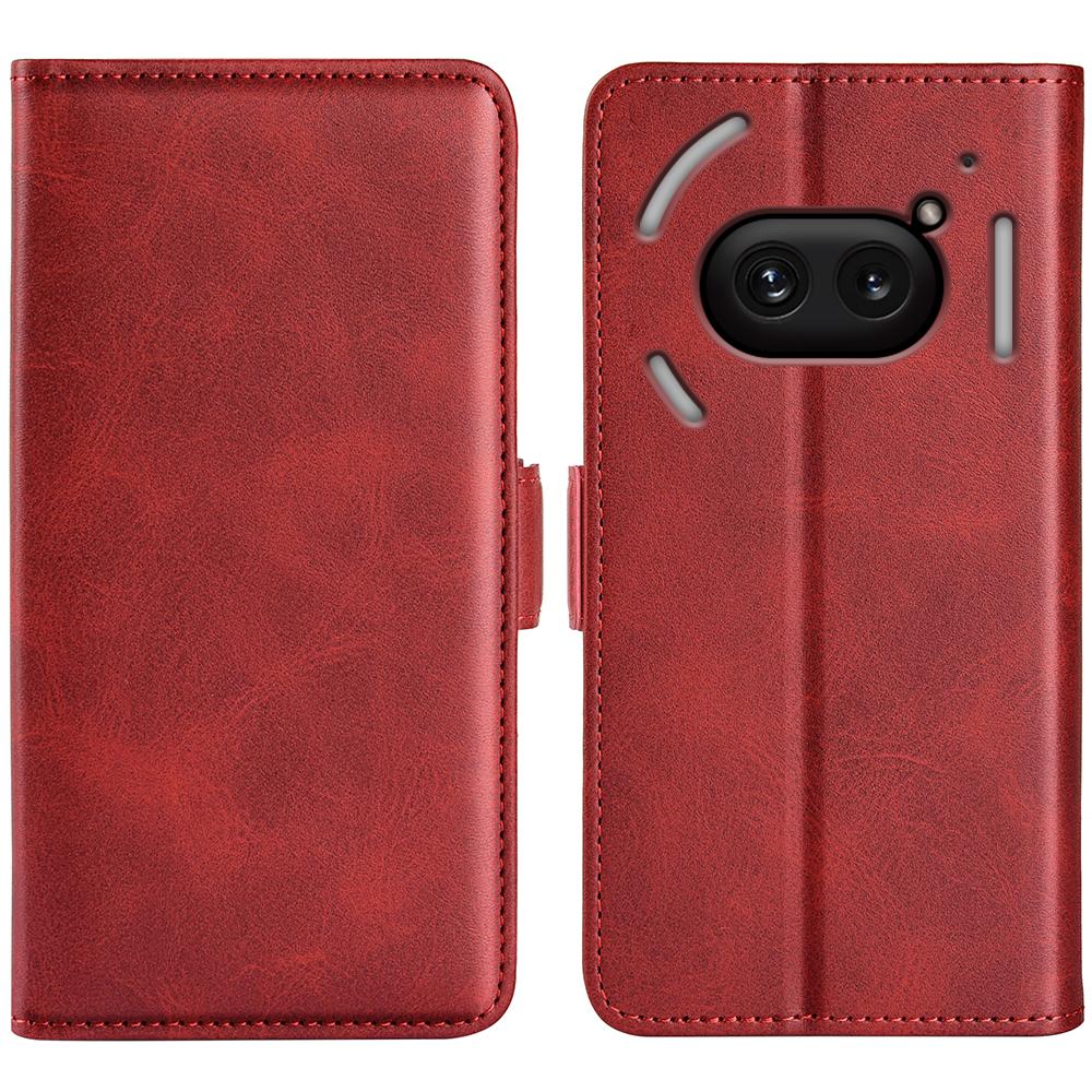 For Nothing Phone (2a) Plus/Phone (2a) Case Leather Adjustable Stand Smart Phone Cover with Dual Magnetic Clasp