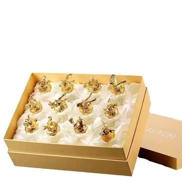 Baijiu Cup, Twelve Zodiac Wine Glasses, Gold-Plated Beast Cups, Wine Dispensers, Spirits, One Bite Cup Set, Gift Box.