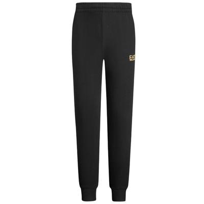 EA7 FW24 Core Identity Serie Letter Middelhoge Taille Trekkoord Manchetten Gebreide Joggingbroek Heren Broeken Zwart 8NPP66-PJVRZ-0208