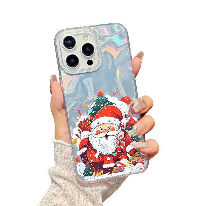 New Year Christmas Phone Case For iPhone 16e 17 Air 16 15 14 17 Pro Max 13 12 Pro 15 11 Shockproof Hard PC Laser Cover