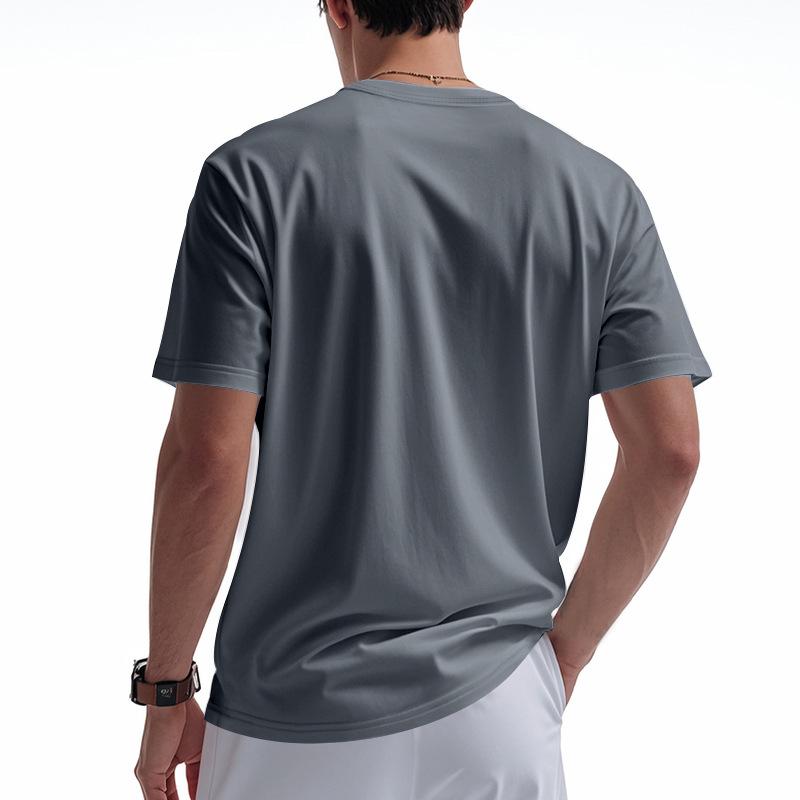 Herenlos V-hals Henley T-shirt met zak en korte mouwen.